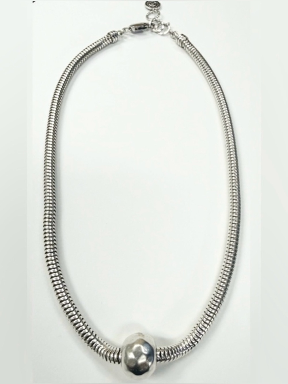 Silpada Sterling Silver Snake Chain Necklace N2416 Hammered Bead